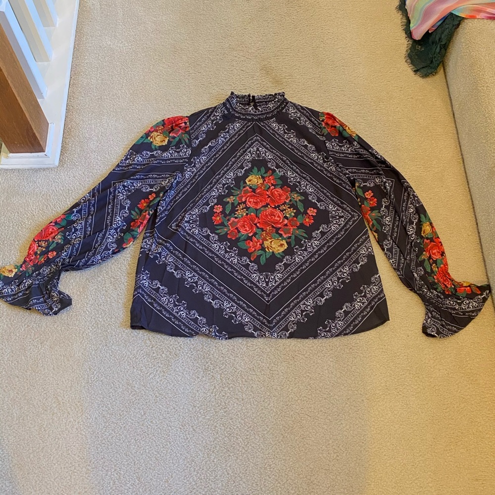 Black floral Jealous Tomato blouse